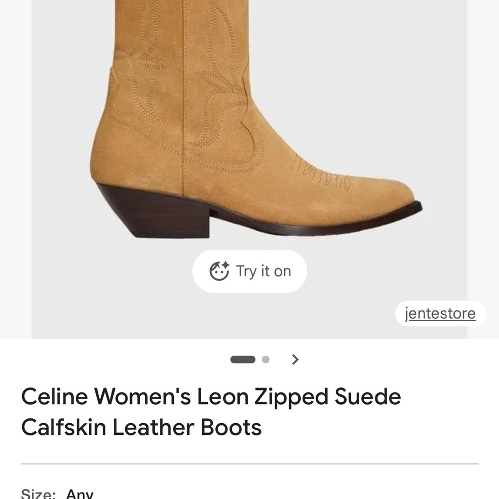 Celine Women's Camel Suede Heeled Boots